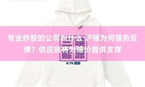 专业炒股的公司叫什么 沪锡为何强势反弹？供应端将为锡价提供支撑